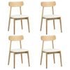 Oikiture 4x Dining Chairs Kitchen Chair PU Leather Solid Wood Cafe Lounge Beige