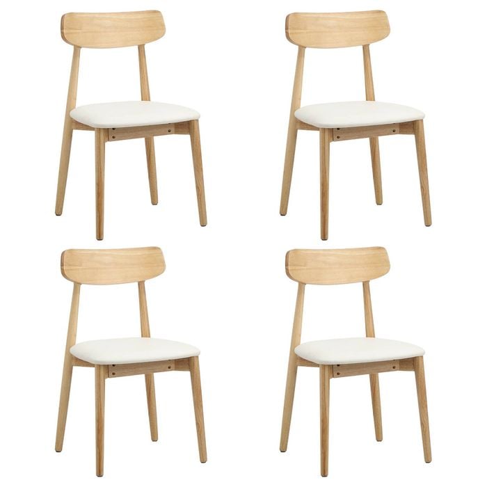 Oikiture 4x Dining Chairs Kitchen Chair PU Leather Solid Wood Cafe Lounge Beige