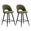 Oikiture 2X Bar Stools Green Boucle