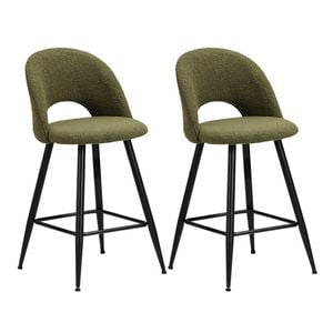 Oikiture 2X Bar Stools Green Boucle