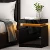 Artiss BLACK RGB LED Light 2 Drawer Bedside Table