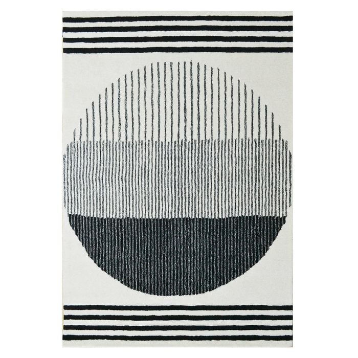 Handmade Woolen Rug-Eclipse 6303-Ivory Black-110x160cm