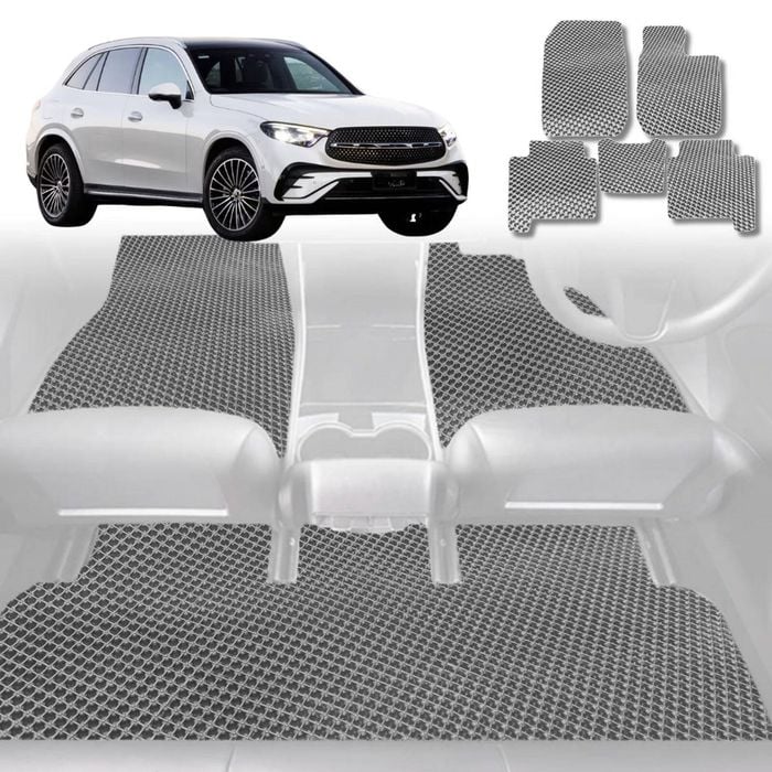 6D Diamond Car Floor Mats for Mercedes-Benz GLC 2015-2022-Full Set-Grey-Outback GT