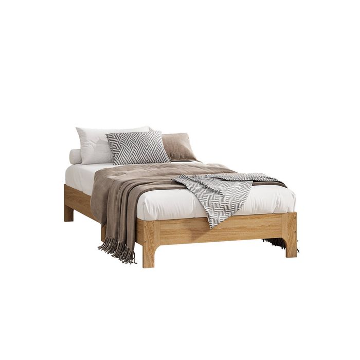 Oikiture Bed Frame Single Size Wooden Mattress Base Natural