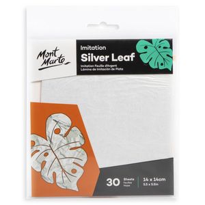 Mont Marte 14 x 14cm Imitation Silver Leaf – Pack of 30