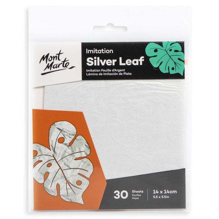 Mont Marte 14 x 14cm Imitation Silver Leaf – Pack of 30