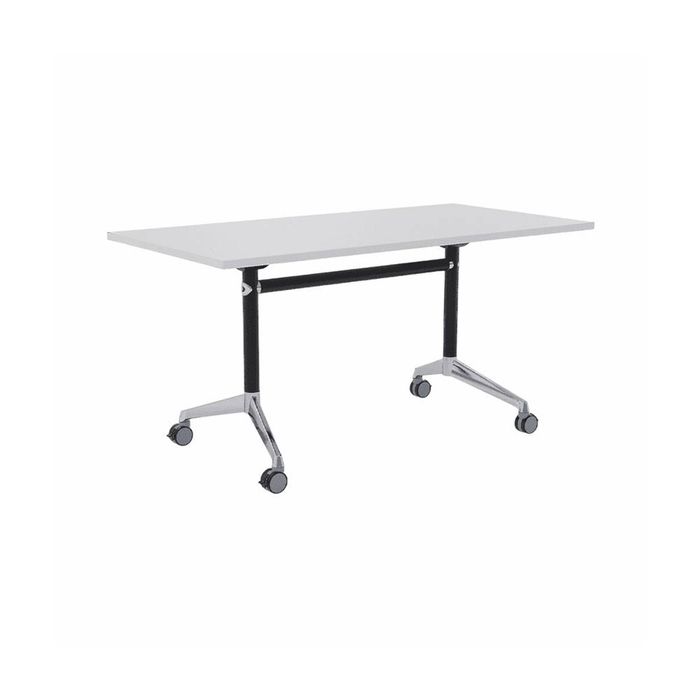 Olg Modulus Flip Table Black And Silver Frame White Top L1600mm X W750mm
