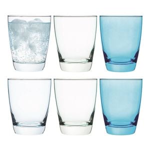 6pc Porto Estelle 300ml Glass Tumbler Water/Juice Drinking Cup Set Round Blue