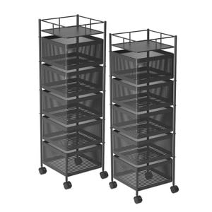SOGA 2X 5 Tier Steel Rotating Cart with Wheels