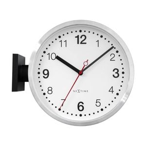 Nextime Double Sided Silent Station Wall Clock Small 32.3x28x10cm Black & White