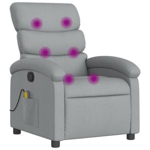vidaXL Massage Recliner Chair Armchair Single Sofa Living Room Light Grey Fabric