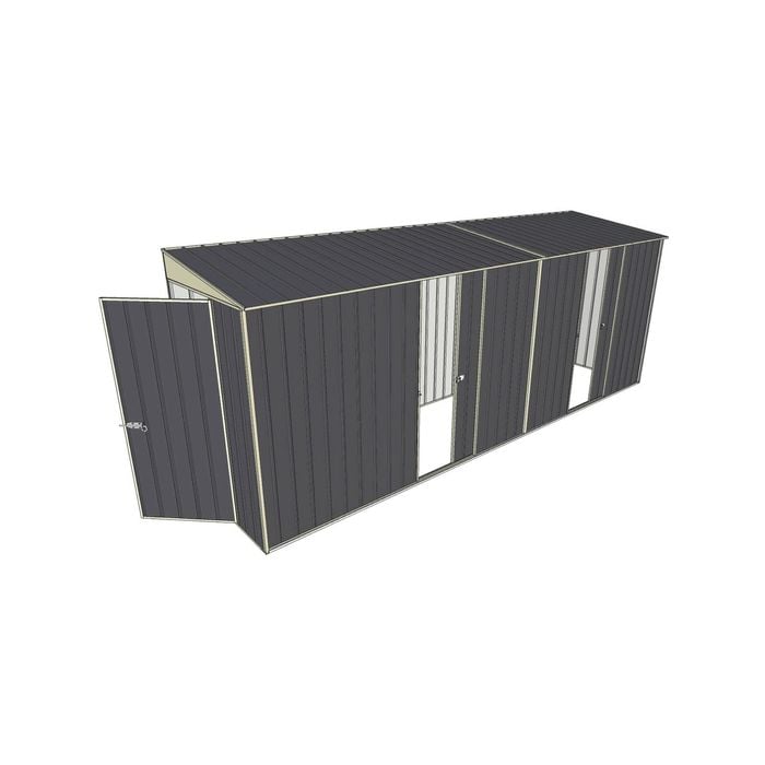 Build-A-Shed 1.2 x 5.2 x 2.0m Skillion Dual Single Sliding Side Doors Shed - Grey