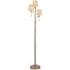 Telbix Malvern Vintage Standing Floor Lamp Light Metal Crystal Fabric Antique Silver Satin