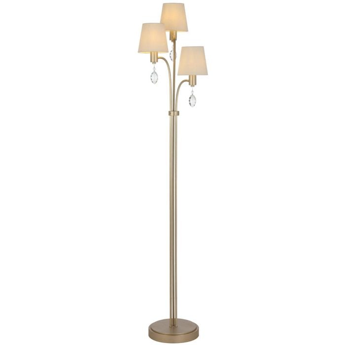 Telbix Malvern Vintage Standing Floor Lamp Light Metal Crystal Fabric Antique Silver Satin