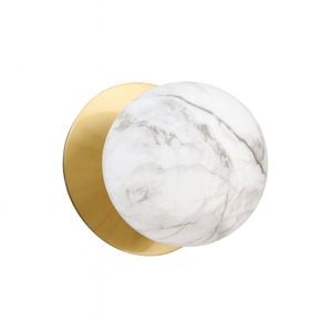 Lexi Lighting Odessa Marble Opal Glass Led Wall Light With Brass Base - White/large