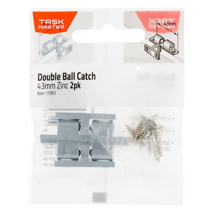 Taskmaster 43mm Zinc Double Ball Catch - 2 Pack