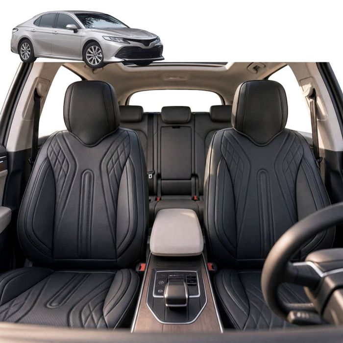 Australian Goose Front Seat Covers for Toyota Camry 2018 - Current (XV70) - PU Leather, Black (2pc)