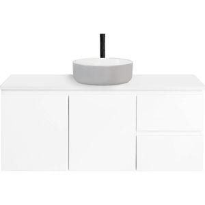 CIBO 1200mm Nordic White Wall Hung Bathroom Vanity with Light Grey / White Countertop Basin