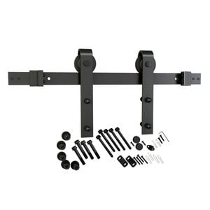 Rolltrak 2000 x 40 x 6mm Matte Black Smooth Finish Barn Door Track Side Fix Set 