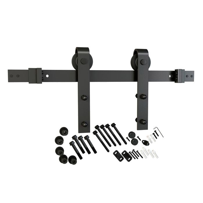 Rolltrak 2000 x 40 x 6mm Matte Black Smooth Finish Barn Door Track Side Fix Set 