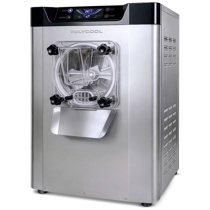 Polycool Commercial 4l Benchtop Hard Ice Cream And Gelato Machine 16l/hr Output, 1400w, Stainless Steel, Digital Control Panel