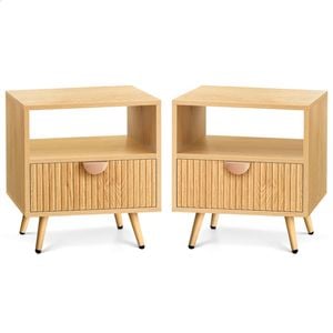 ALFORDSON Set of 2 Bedside Table 1 Drawer Wood