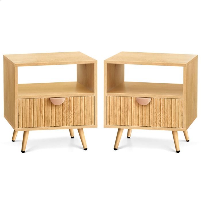 ALFORDSON Set of 2 Bedside Table 1 Drawer Wood