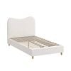 Oikiture Boucle Bed Frame White-King Single