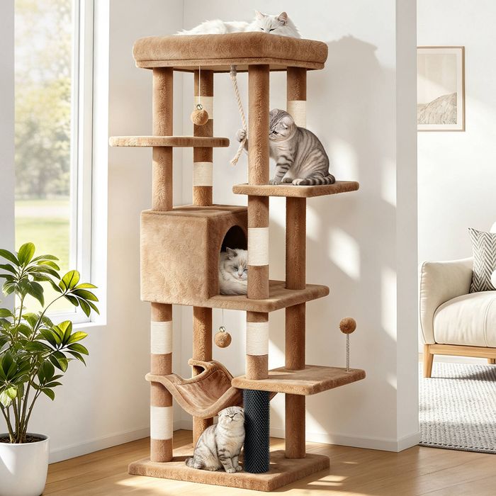 BEASTIE Cat Tree Tower 153cm Light Brown