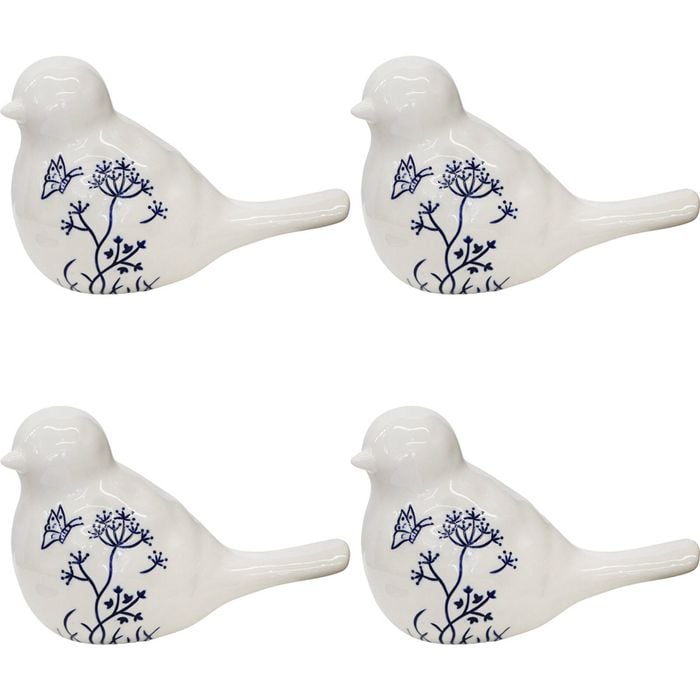 4PK LVD Bird Frenchie Blue Decorative Sculpture Home/Lounge Decor