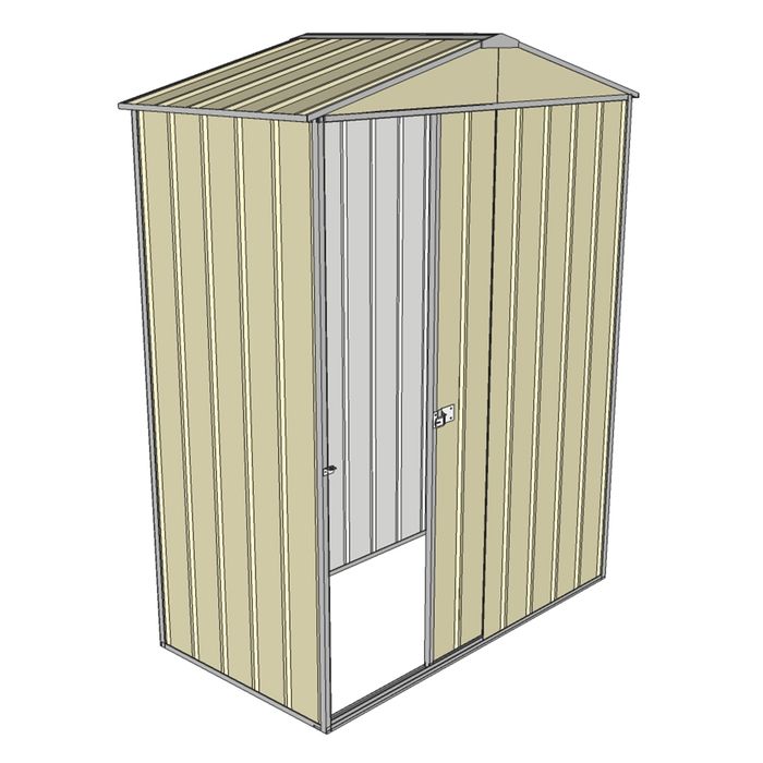 Build-a-Shed 1.5 x 0.8 x 2.3m Front Gable Single Sliding Door Shed - Cream