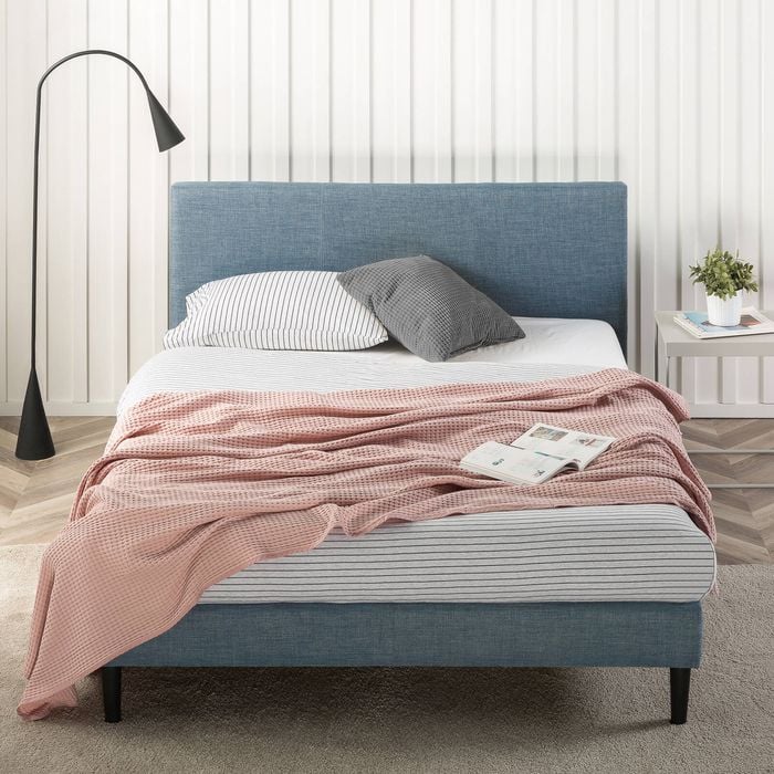 Zinus Queen Bed Frame Base Fabric Blue
