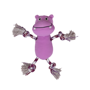 Happy Tails 11 x 14 x 35cm Hippo With Rope Dog Toy
