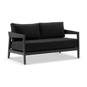 Bronte 2 Seater Outdoor Aluminium Lounge Charcoal & Denim Grey Cushions