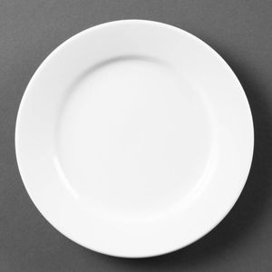 Olympia Whiteware Wide Rimmed Plates White Porcelain 165mm 12 Pack