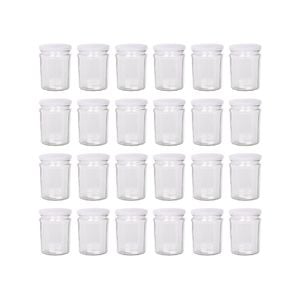 Argon Tableware 380ml Glass Jam Jars With Airtight White Lids - Set Of 24 Empty Screw Top Kitchen Storage Preserving Jar