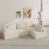 Advwin 340cm 4 Seater Sofa Convertible L Shaped Sofa Chenille Compressed Sofa Modular Couch No Assembly Beige