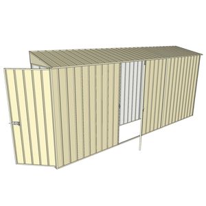 Build-a-Shed 0.8 x 4.5 x 2m Skillion Single Hinged Door Shed with Single Hinged Side Door - Cream