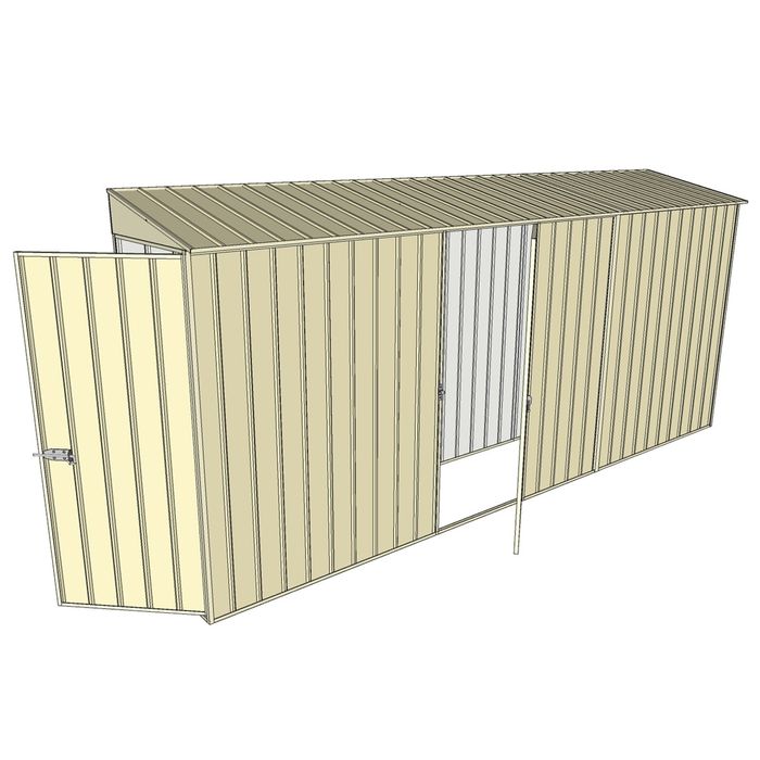 Build-a-Shed 0.8 x 4.5 x 2m Skillion Single Hinged Door Shed with Single Hinged Side Door - Cream