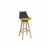 Olg Luna Bar Stool Oak Legs Black Shell Bumblebee Yellow Seat Pad