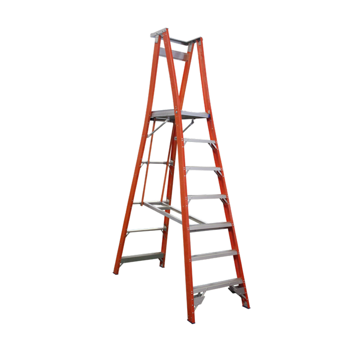 Indalex 2.1m 180kg Pro Series Industrial Fibreglass Platform Ladder