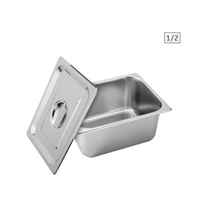 SOGA 1/2 GN Pan 15cm With Lid – Stainless Steel