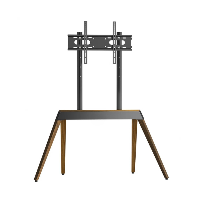 P&P Black Modern Steel & Wood TV Floor Stand with Adjustable Height and Wide-Screen Support
