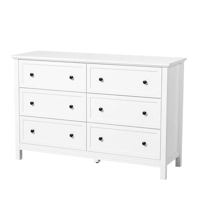 P&P White 6 Drawer Dresser Storage Cabinet Wooden Chest of Drawers Unit