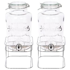 Rink Drink Glass Drinks Dispensers with Tap & Chrome Stand - 6.5L - Pack of 2