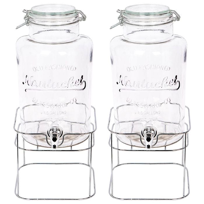 Rink Drink Glass Drinks Dispensers with Tap & Chrome Stand - 6.5L - Pack of 2