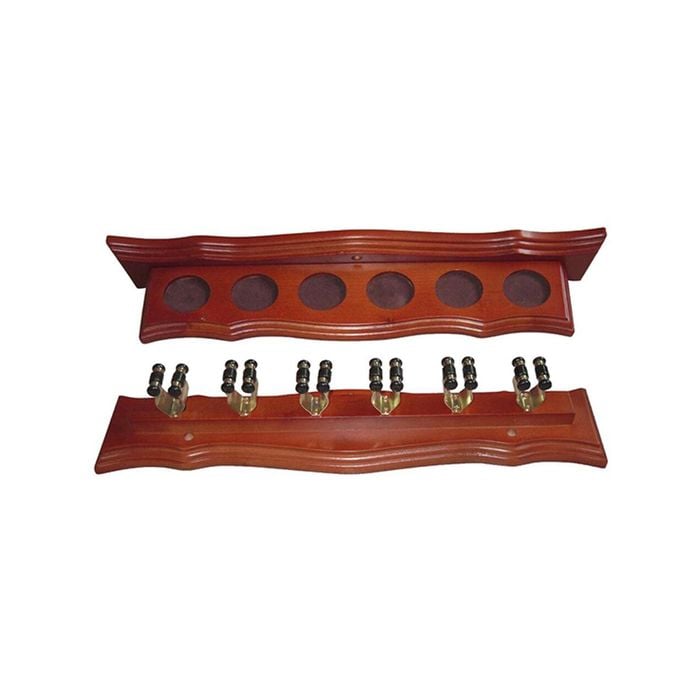 Formula Sports 6 Clip Pool Cue Wall Billiards Rack Walnut