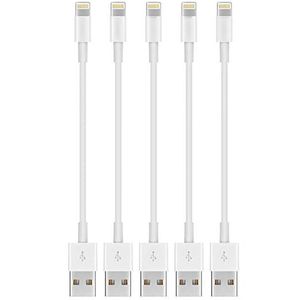 iWill 5 Pack 20cm Short Data Transfer Charger Charging USB Cable Cord for Apple iPhone iPad iPod Bulk White TPE