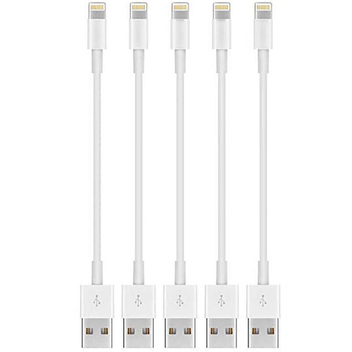 iWill 5 Pack 20cm Short Data Transfer Charger Charging USB Cable Cord for Apple iPhone iPad iPod Bulk White TPE
