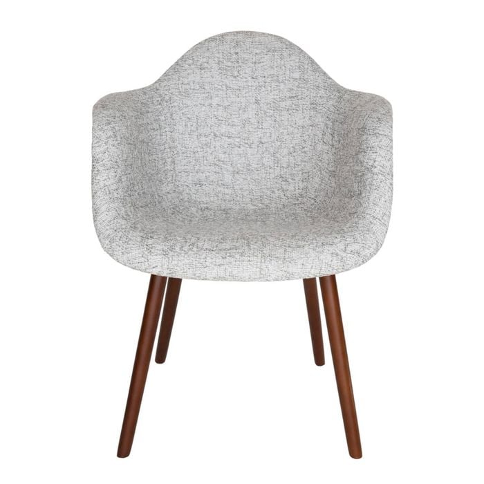 Sk Designer Living | Replica Eames Daw Hal Inspired Chair | Fabric & Walnut - Textured Light Grey